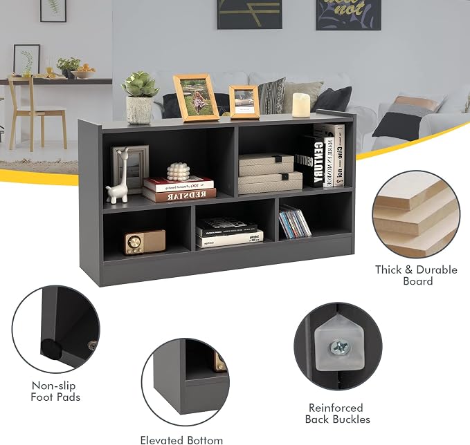 Tangkula 5 Cube Bookcase, 2 Tier Wooden Storage Open Bookshelf, Kid's Playroom - Image 7