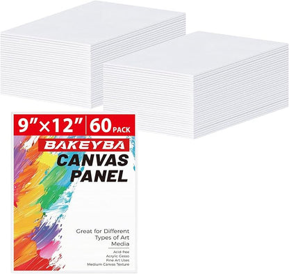 Canvas Boards 60 Pack, 9x12 Inch Painting Canvas Panels White Blank 100% Cotton by Unknown