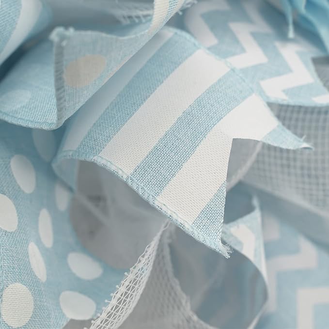 MEEDEE Blue White Stripe Ribbon 2.5 Inch Light Blue Wired Ribbon - Image 5