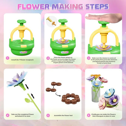 Plunack Flower Bouquets Toys for Kids Age 4-8, Flower Press Kit DIY Flowers - Image 4