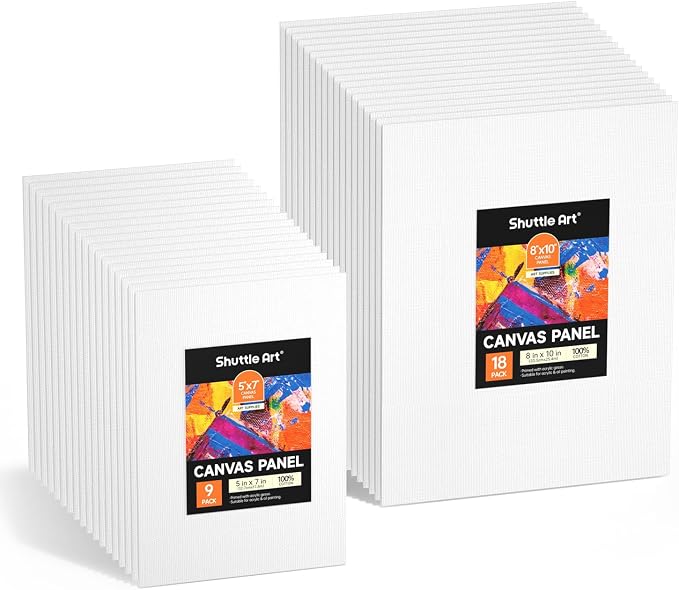Shuttle Art Painting Canvas Panels, 36 Pack, 100% Cotton, Primed White Canvas by ShuttleArt