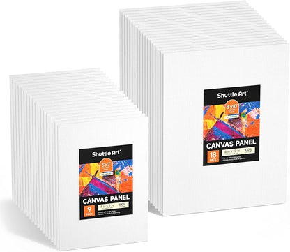 Shuttle Art Painting Canvas Panels, 36 Pack, 100% Cotton, Primed White Canvas by ShuttleArt