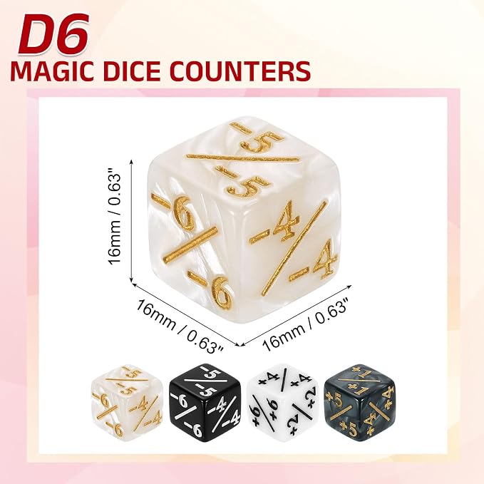 uxcell 24Pcs Magic Dice Counters, Acrylic D6 Life Token Dice Set - Image 2