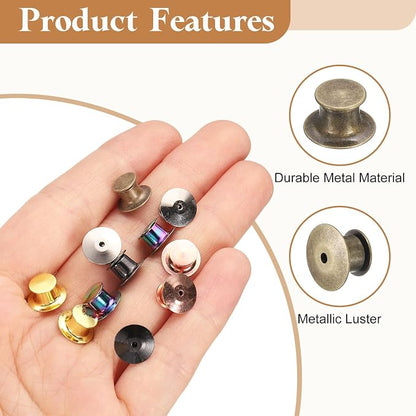 uxcell 30Pcs Metal Locking Pin Backs, Pin Keepers Locking Clasp Flat Head Clamp - Image 3