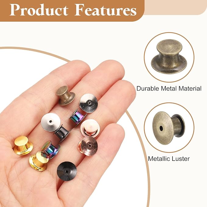 uxcell 40Pcs Metal Locking Pin Backs, Pin Keepers Locking Clasp Flat Head Clamp - Image 3