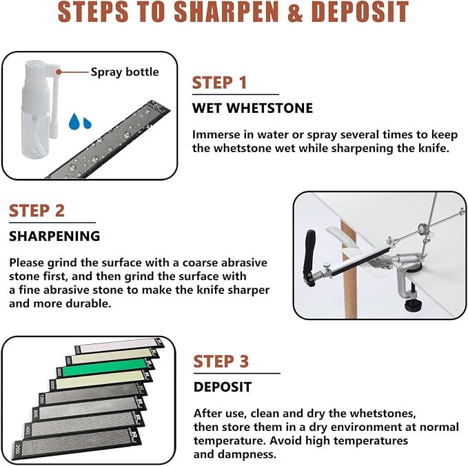 RUIXIN PRO 8 Pcs Diamond Knife Sharpening Stones - Image 4