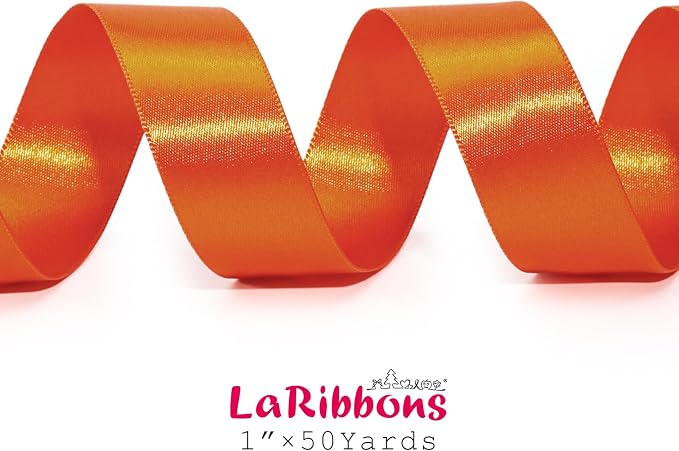 LaRibbons Orange Satin Ribbon 1 Inch 50 Yards Luxury Double Faced Russet Orange - Image 8