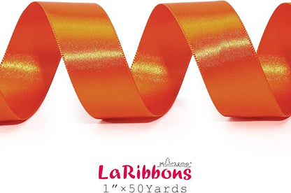 LaRibbons Orange Satin Ribbon 1 Inch 50 Yards Luxury Double Faced Russet Orange - Image 8