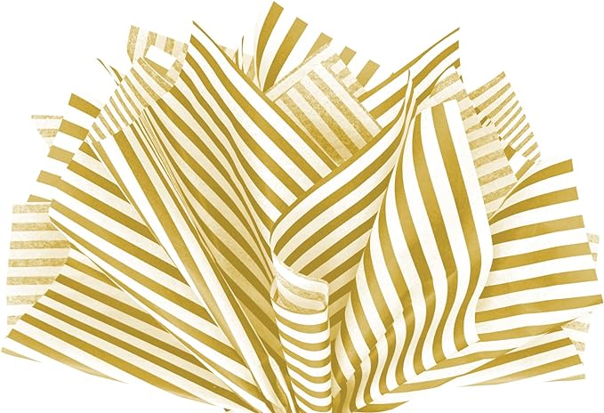 Flexicore Packaging Metallic Gold Pin Stripe Print Gift Wrap Tissue Paper Size: by FlexicorePackaging