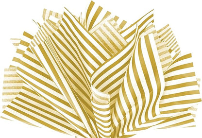 Flexicore Packaging Metallic Gold Pin Stripe Print Gift Wrap Tissue Paper Size: by FlexicorePackaging