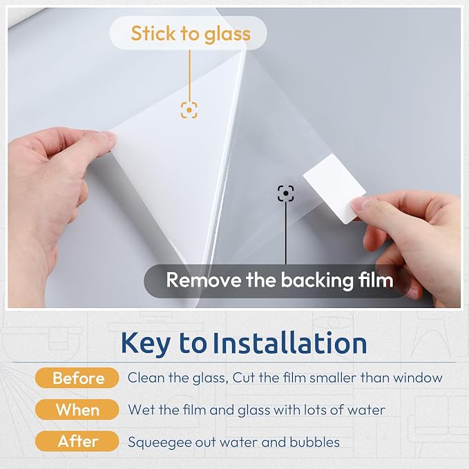rabbitgoo Window Privacy Film, Non-Adhesive Frosted Glass Window Film - Image 6