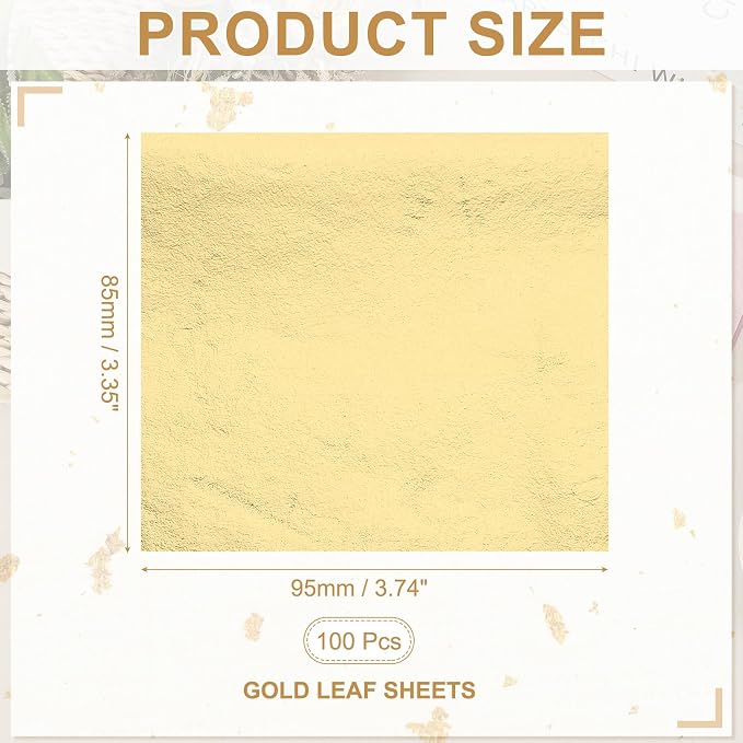 PATIKIL Gold Leaf Sheets for Art 3.7" x 3.4" - Image 2