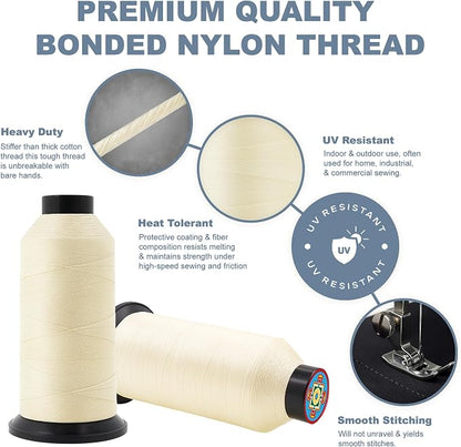 Mandala Crafts Size 46 210D T45 Bonded Nylon Thread Ivory Heavy Duty Sewing - Image 5