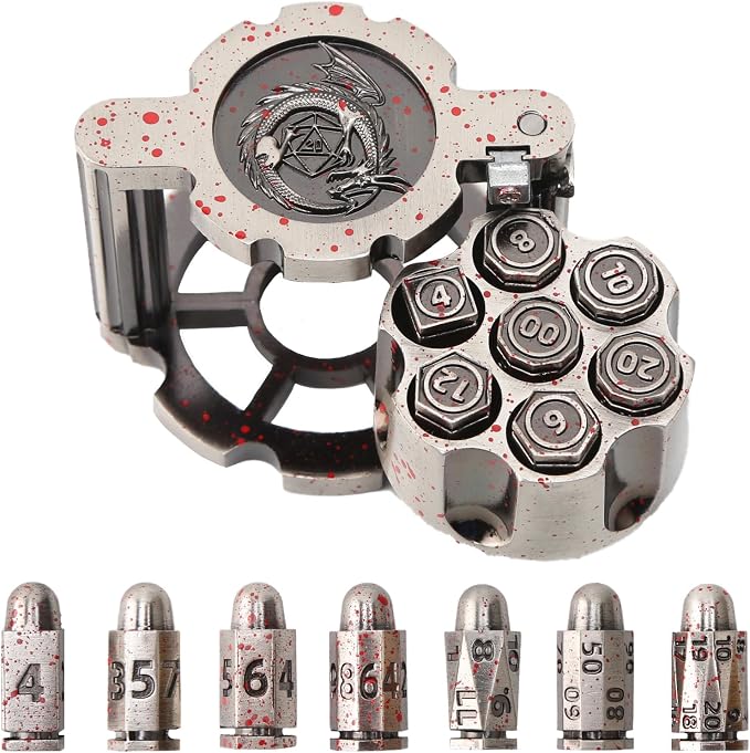 Bullet Dice, Revolver Bullet Metal Dice Set by diceevil