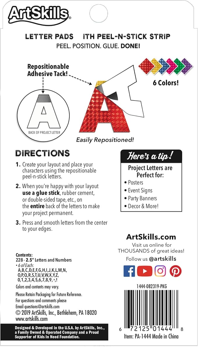 ArtSkills 2.5" Poster Letters and Numbers, A-Z and 0-9, Holographic Colors - Image 3
