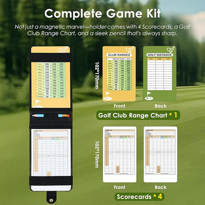 Magnetic Golf Scorecard Holder All-in-One, High-End Leather Golf Yardage Book - Image 3