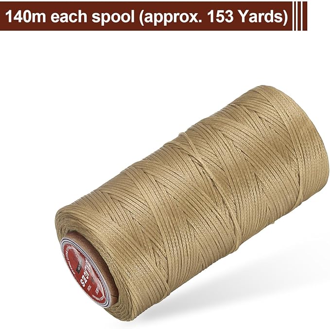 uxcell Flat Leather Sewing Waxed Thread, 140m / 153 Yards Polyester Wax String - Image 3