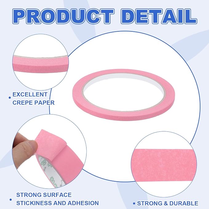 MECCANIXITY Masking Tape 0.2 Inch x 21 Yard Painter's Tape Pink Paint Tapes - Image 3
