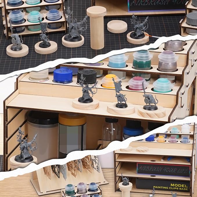 Model Paint Holder with Adjustable Storage, Wooden Miniature Model Paints - Image 5