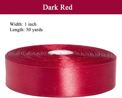 1 Inch Dark Red Solid Satin Ribbon, 50 Yards Craft Fabric Ribbon - Image 3