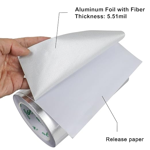 BOMEI PACK Adhesive Aluminum Foil Heat Shield Tape Barrier, Fiberglass Thermal - Image 3