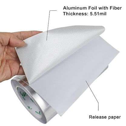 BOMEI PACK Adhesive Aluminum Foil Heat Shield Tape Barrier, Fiberglass Thermal - Image 3