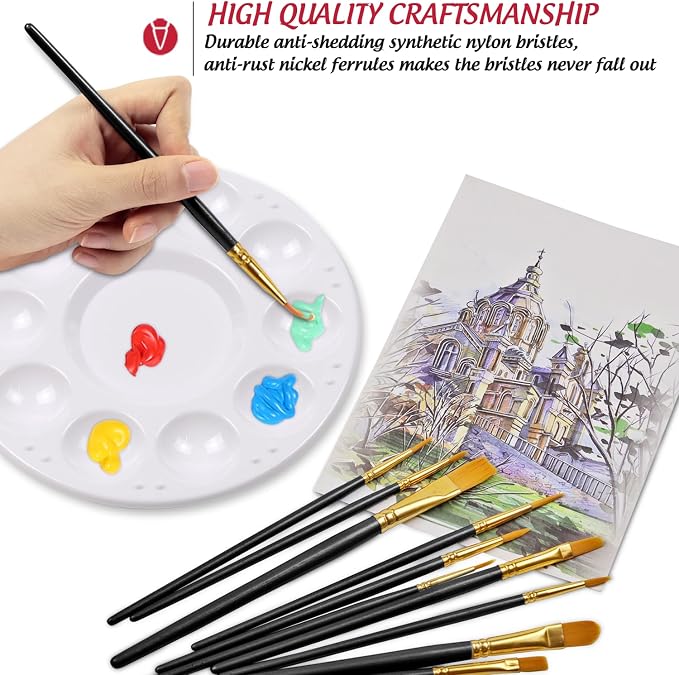 Halloween Paint Brushes Palettes Set by DUGATO, 2 Packs/20pcs Round Pointed Tip - Image 4