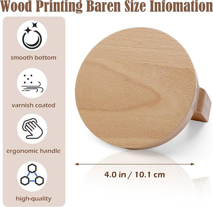 1+1 Pcs Block Printing Baren, Windspeed Wood Baren Printmaking Tool Supplies - Image 2
