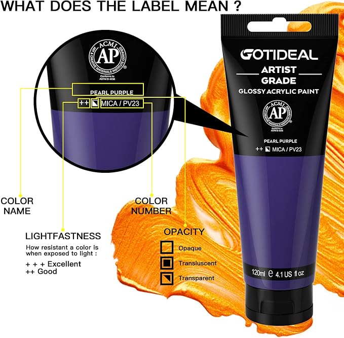 GOTIDEAL Metallic Acrylic Paint Pearl Purple Tubes Non Toxic Non Fading - Image 2