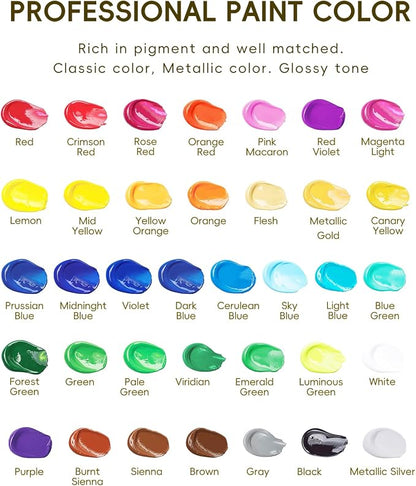 36 Colors Acrylic Paint Set, Yeeart Acrylic Paint, 2oz Bottles, Rich Pigmented - Image 4