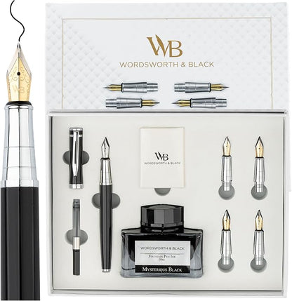 Wordsworth & Black Fountain Pen Gift Set, Includes Ink Bottle, 6 Ink Cartridges by WordsworthBlack