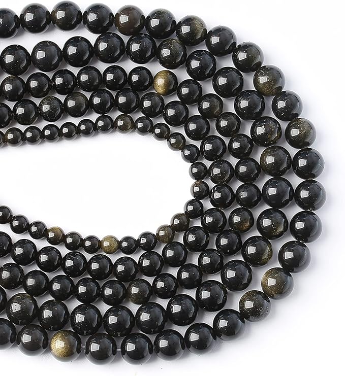 AAA Natural Gold Obsidian Gemstone Beads Energy Healing Power Stones Round by NaturalStoneBeads