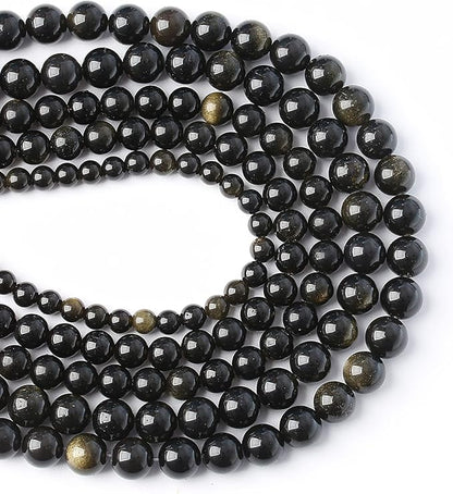 AAA Natural Gold Obsidian Gemstone Beads Energy Healing Power Stones Round by NaturalStoneBeads
