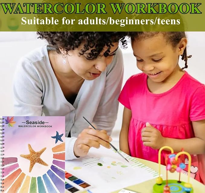 Watercolor Workbooks, Beginner Watercolor Painting Kit – 12 Colors Paint Set - Image 4