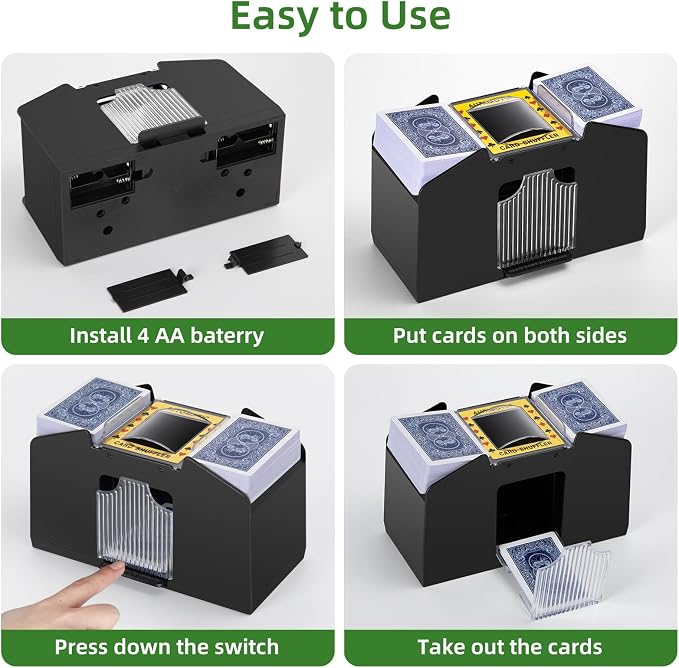 Automatic Card Shuffler 1/2/4/6 Decks, Battery Operated Electric Playing Card - Image 7