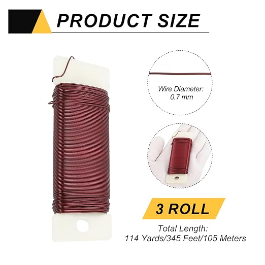 MECCANIXITY 114 Yards/345 Feet Metal Floral Wire 21 Gauge Red Flexible Paddle - Image 2