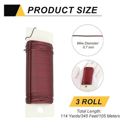 MECCANIXITY 114 Yards/345 Feet Metal Floral Wire 21 Gauge Red Flexible Paddle - Image 2