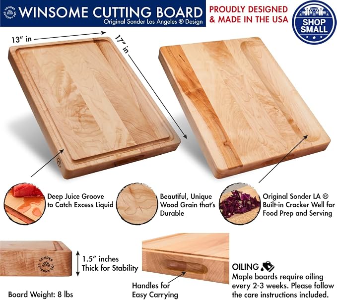 Sonder Los Angeles, Made in USA, Large Thick Maple Wood Cutting Board - Image 2