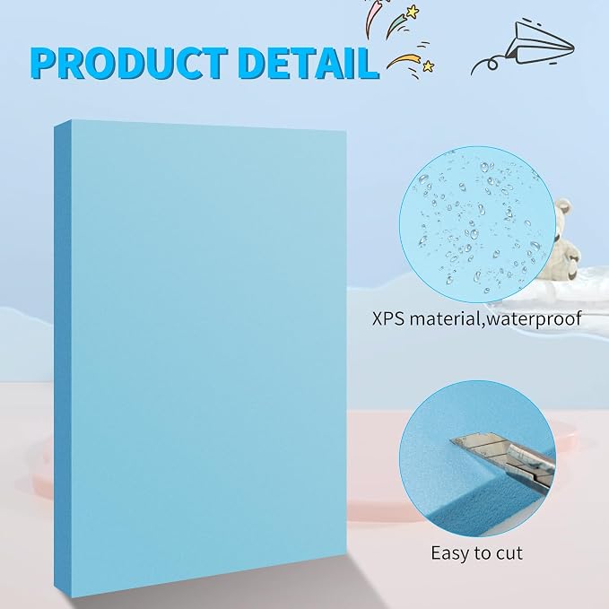 LuckyFoam Blue 10 Pack 12x7.5x0.79 inch Foam Sheets 0.79 Inch Thick Polystyrene - Image 4