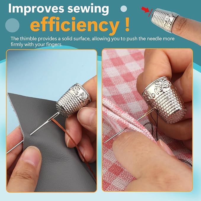 ZMAAGG 4PCS Sewing Thimbles for Hand Sewing, Metal Finger Protector, Quilting - Image 5