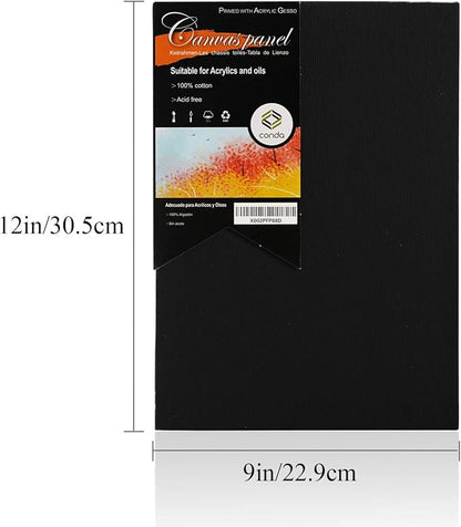 CONDA Black Canvases for Painting 9x12 inch, 100% Cotton Acid-Free, 8 oz - Image 2