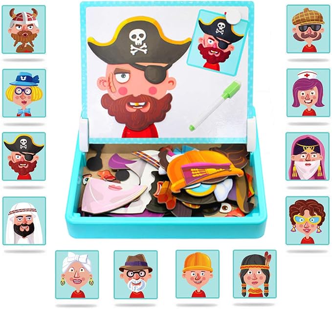 Magnetic Puzzles Face Dress Up Travel Game Double Side Preschool Educational by ZSFLZS