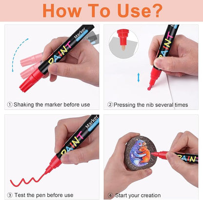 IVSUN Paint Pens Paint Markers, 20 Colors Oil-Based Waterproof Marker Pen Set - Image 8