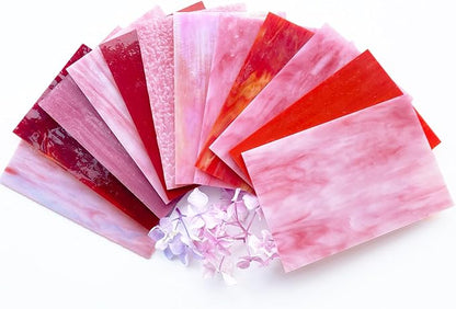 ILLUCKAI 12 Sheets Mixed Red Pink Stained Glass Sheets, 4 x 6 inch Stained - Image 4