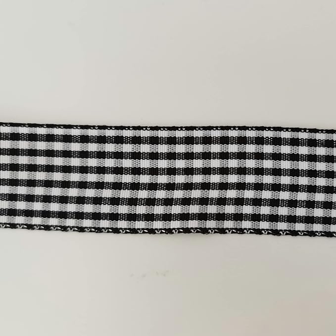 1 Inch Black and White Woven Edge Gingham Ribbon 25 Yards Each Roll 100% - Image 8