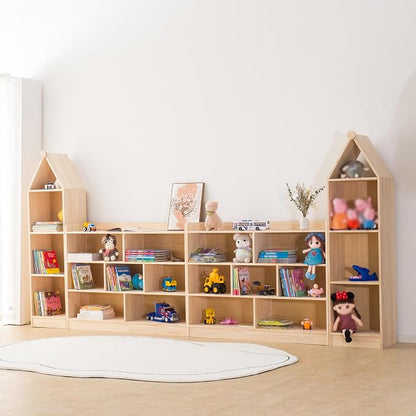 Wooden 7 Compartment Storage Cabinet Organizer Kids 3 Tier Wood Bookshelf - Image 5