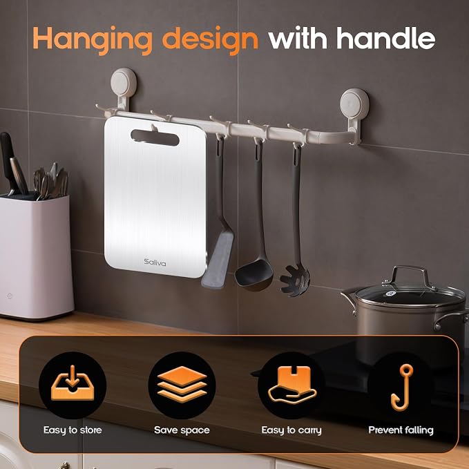 Saliva Titanium Cutting Boards for Kitchen, Cutting Board Double Sided Food - Image 4