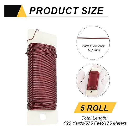 MECCANIXITY 190 Yards/575 Feet Metal Floral Wire 21 Gauge Red Flexible Paddle - Image 2