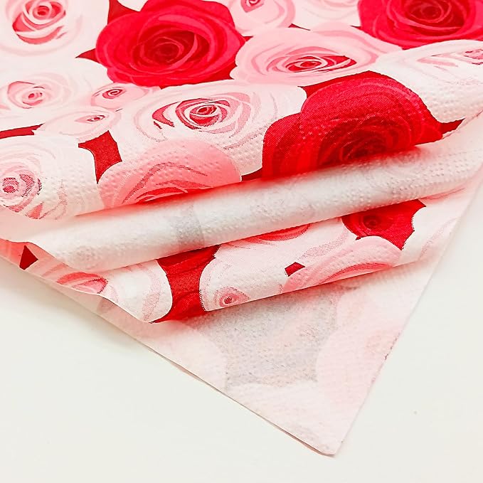 Paper Napkins 80 Pack 2 Ply Floral Beverage Luncheon Dinner Paper Napkins Rose - Image 3