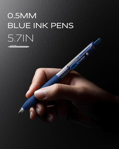 0.5mm Gel Pens Fine Point Smooth Writing Pens, Retractable Leather-Like Blue - Image 2